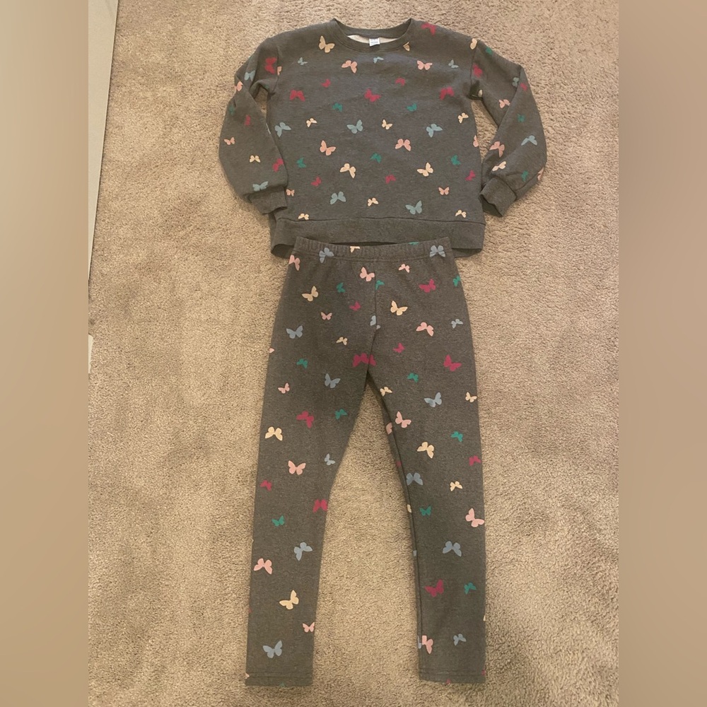 Carter's Gray and Pink Fleece Lined Pants and Sweater